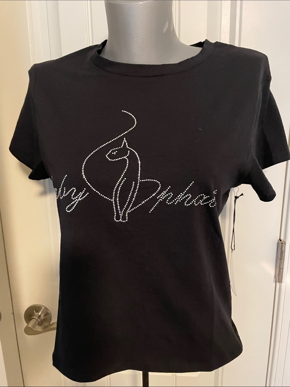 Baby Phat Black Rhinestone Cat Tee